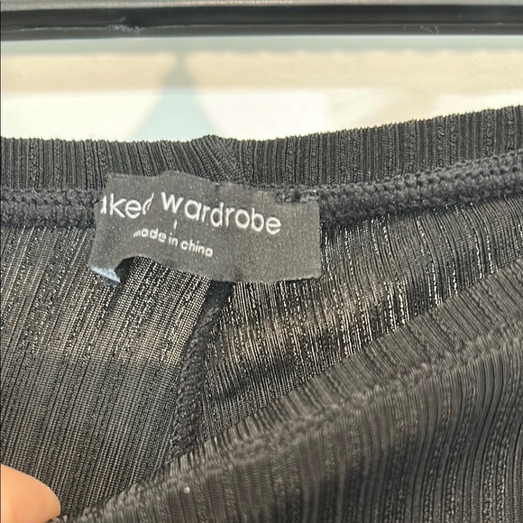 Naked Wardrobe Black Ribbed Flare Leg Lounge stretch Pants large - Picture 2 of 5